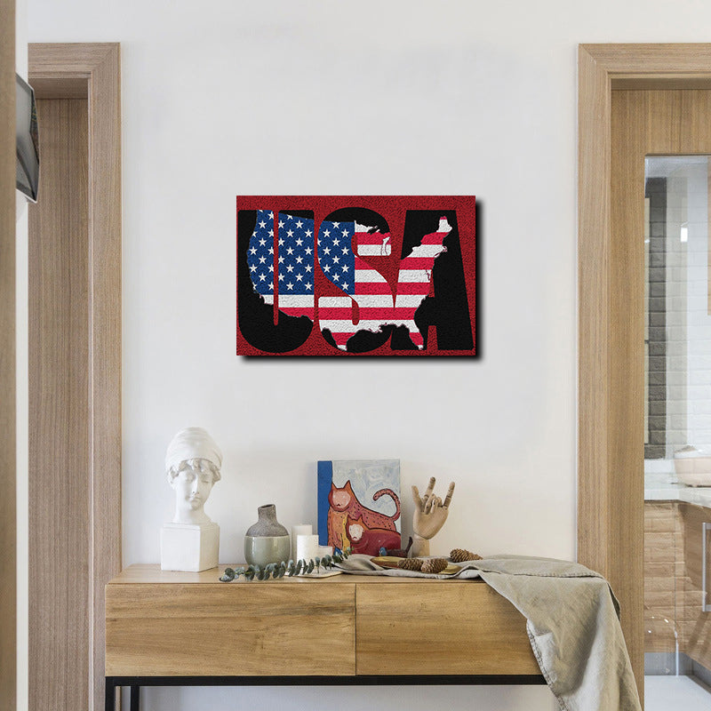 USA Flag Latch Hook Kits,Size 60X40cm/23.6''X15.8''