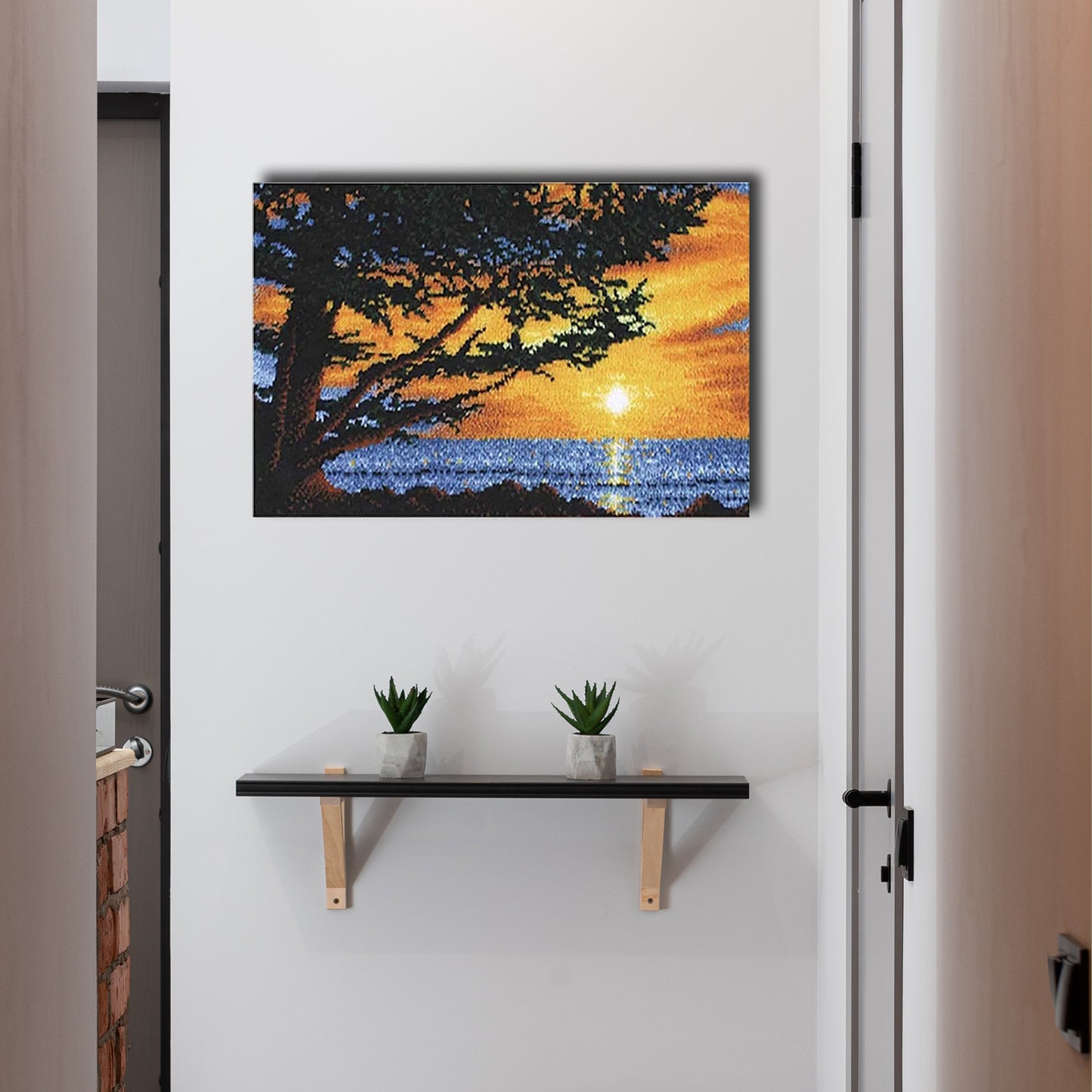 Sunset Tree Latch Hook Rug Kits for Adults, Rug size 23.6"X15.8"/60x40 cm