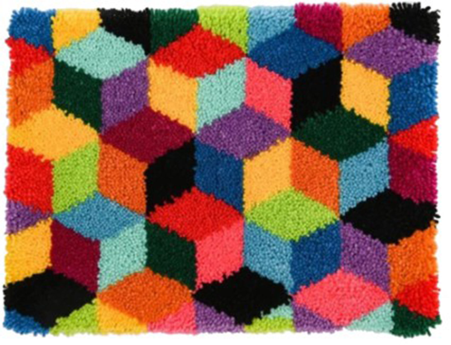 Latch Hook Kits for Adults, DIY Shaggy Craft for Beginner, Colorful Squares 60X40 CM/23.6X15.8IN