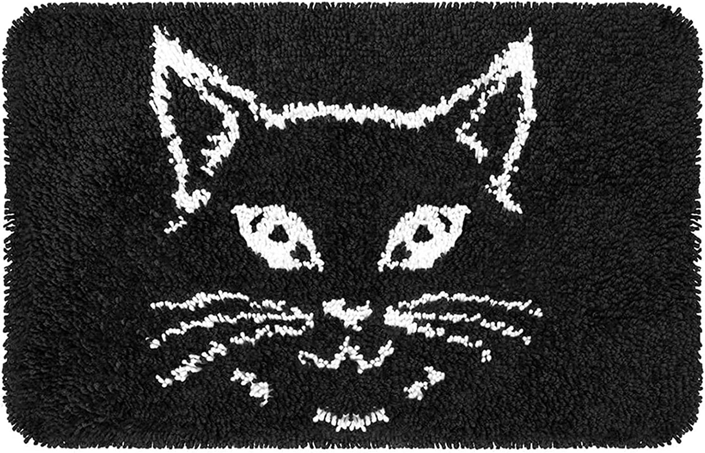 Black Cat Latch Hook Kits for Adults, Size 60X40cm/23.6''X15.8''