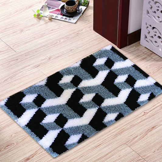 Black and White Cubes Latch Hook Kits, As A Floor Decoration, Simple Crafts, Rug Size 23.6x15.8in/60x40cm